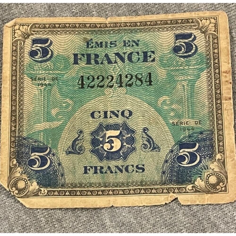 1944 France MPC Military Payment Certificate Deux 2 Franc WWII Banknote